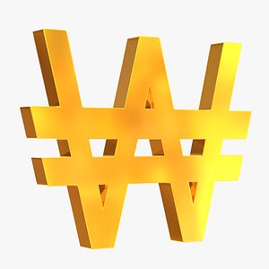 3D Won currency sign