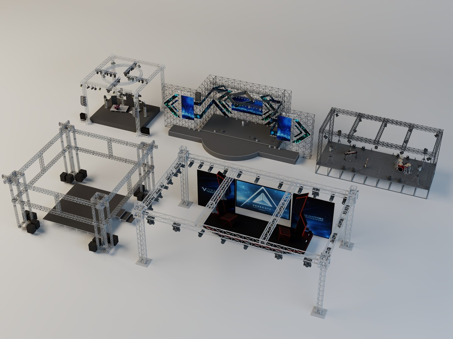 3D Model Modular Stage Truss Concert Event Setup Pack - TurboSquid 2520504