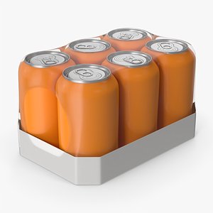 3D Orange Soda Can Pack model