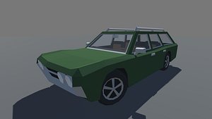 Low Poly Muscle Car Station Wagon with Interior GAME MOBILE READY