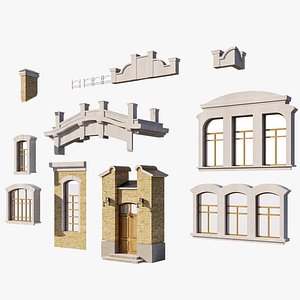 set of architectural details Door window art nouveau moderne