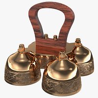 Brass Liturgical Bell 4 Tones Wood Handle