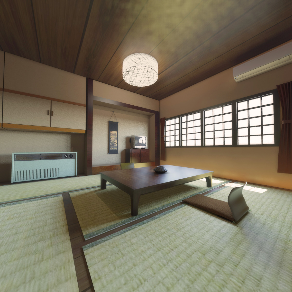 3D japanese tatami living room model TurboSquid 1635628