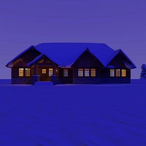 wooden craftsman house night 3d model