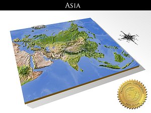 Asia, High resolution 3D relief maps