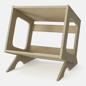 3D Vinyl Record Storage Stand Natural Wood