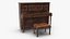 Piano de salón Western de madera oscura abierto