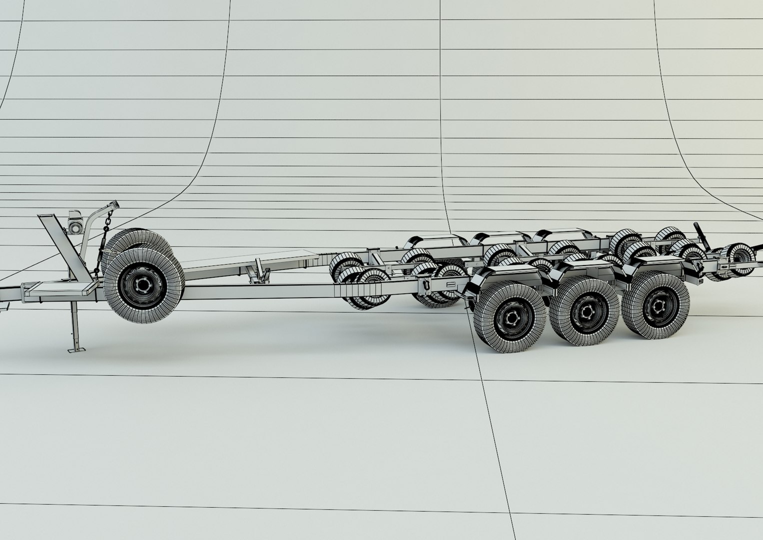 3D tri axle boat trailer model TurboSquid 2069870