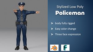 Stylized policeman low poly