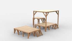 wooden dock 02 3D model 3D