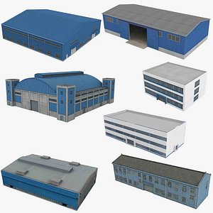 Low-poly Industrial Buildings Collection