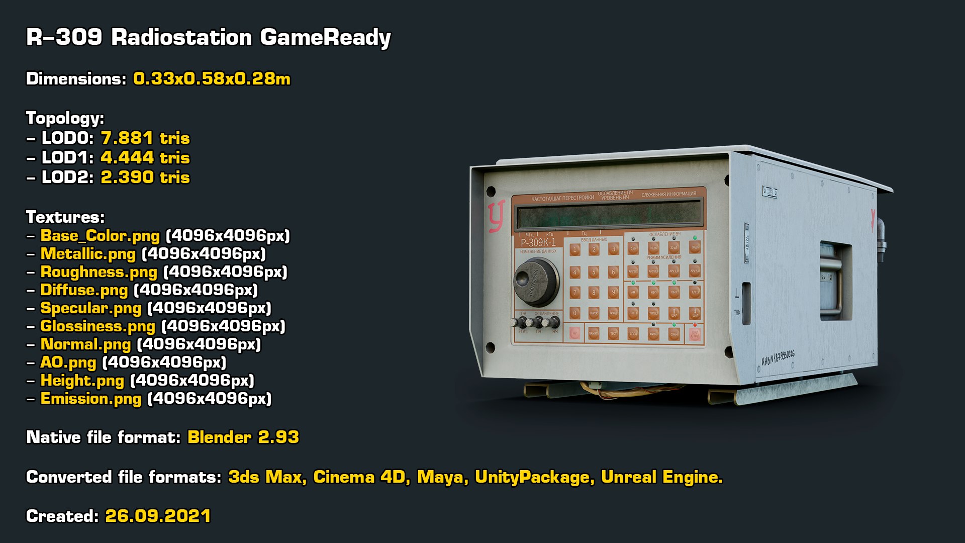 R-309 Radiostation GameReady LODs 3D model https://p.turbosquid.com/ts-thumb/VH/K81ABj/ZB/stats/png/1632687647/1920x1080/fit_q87/c4e85dd9cf1ae44387d1636f2cbd01c59ead109c/stats.jpg