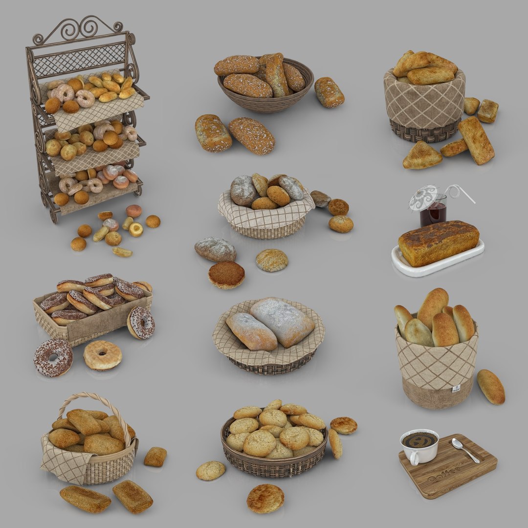 Realistic Low Poly Bread And Cookie Collection 3D Model - TurboSquid ...