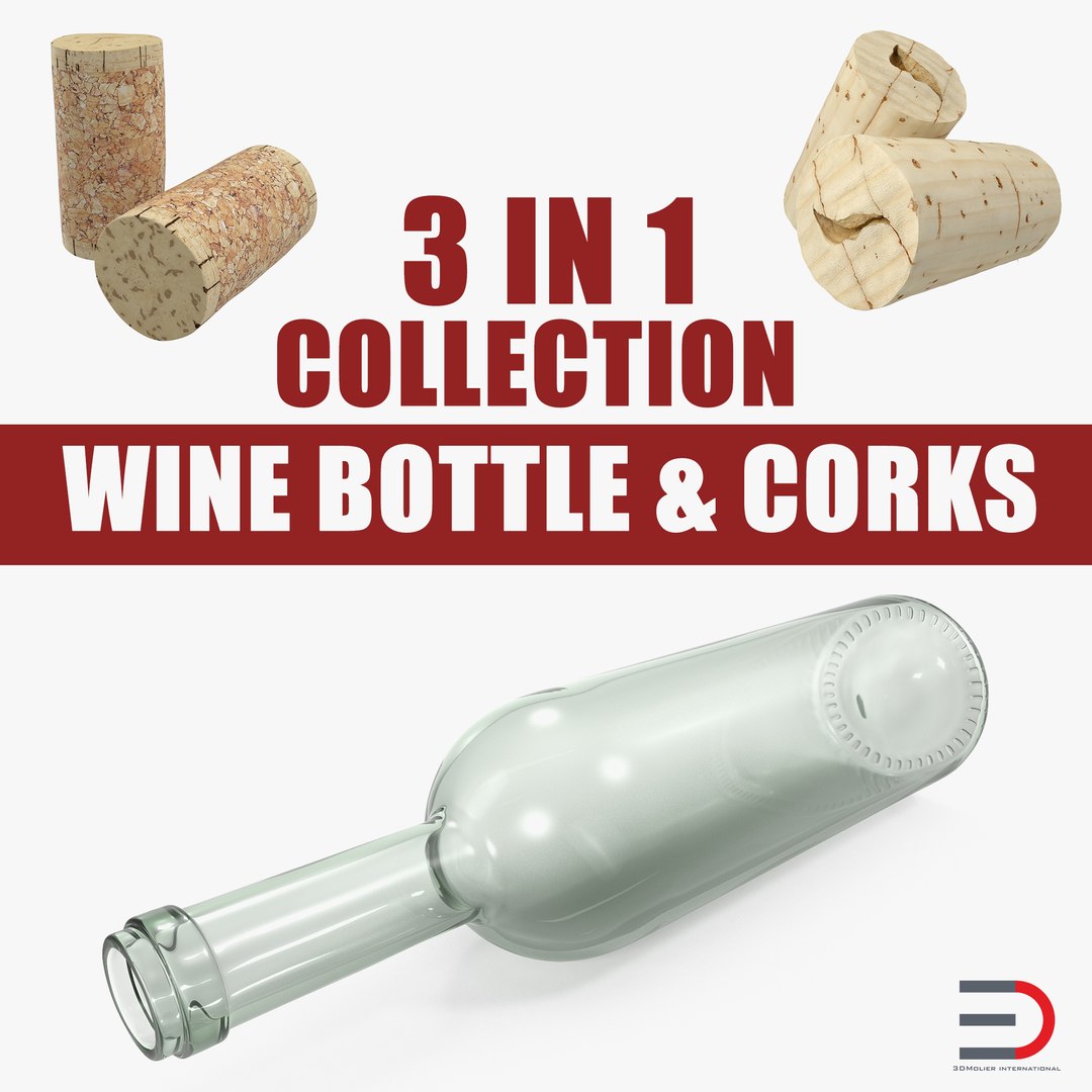 Wine Bottle and Corks 3D Models Collection 3D model preview