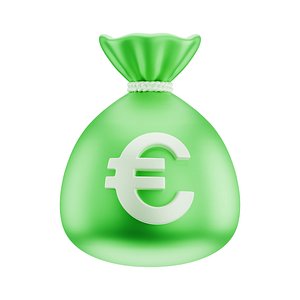 3D model Coin Euro Money Bag Icon