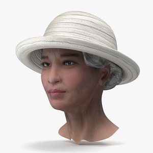 3D Chinese Old Lady Head Wearing Hat model