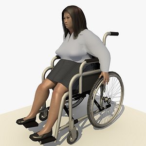 Animated Asian Woman in a Wheel Chair With a Rigged Character Model