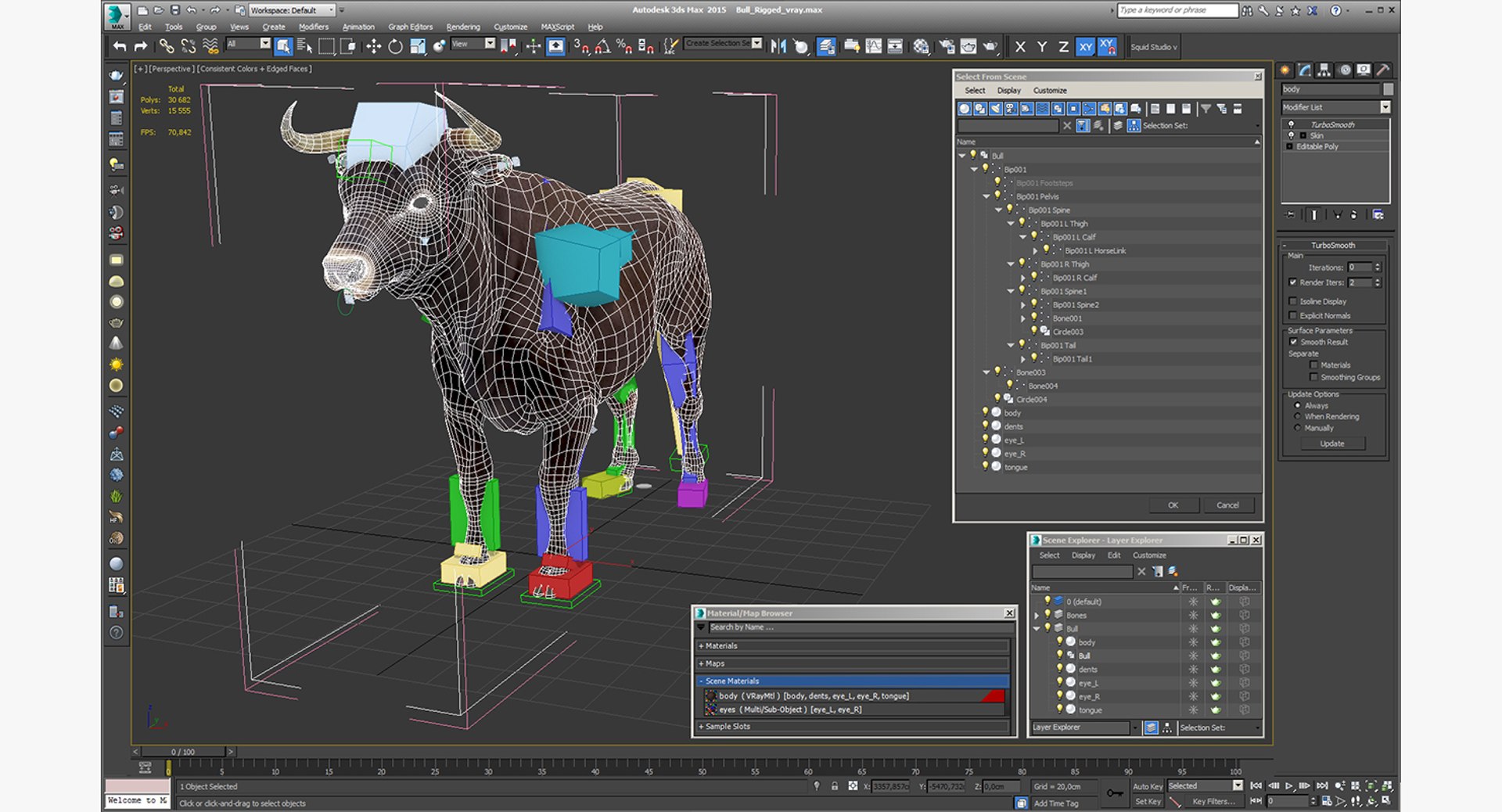 3D Bull Rigged Model - TurboSquid 1221395
