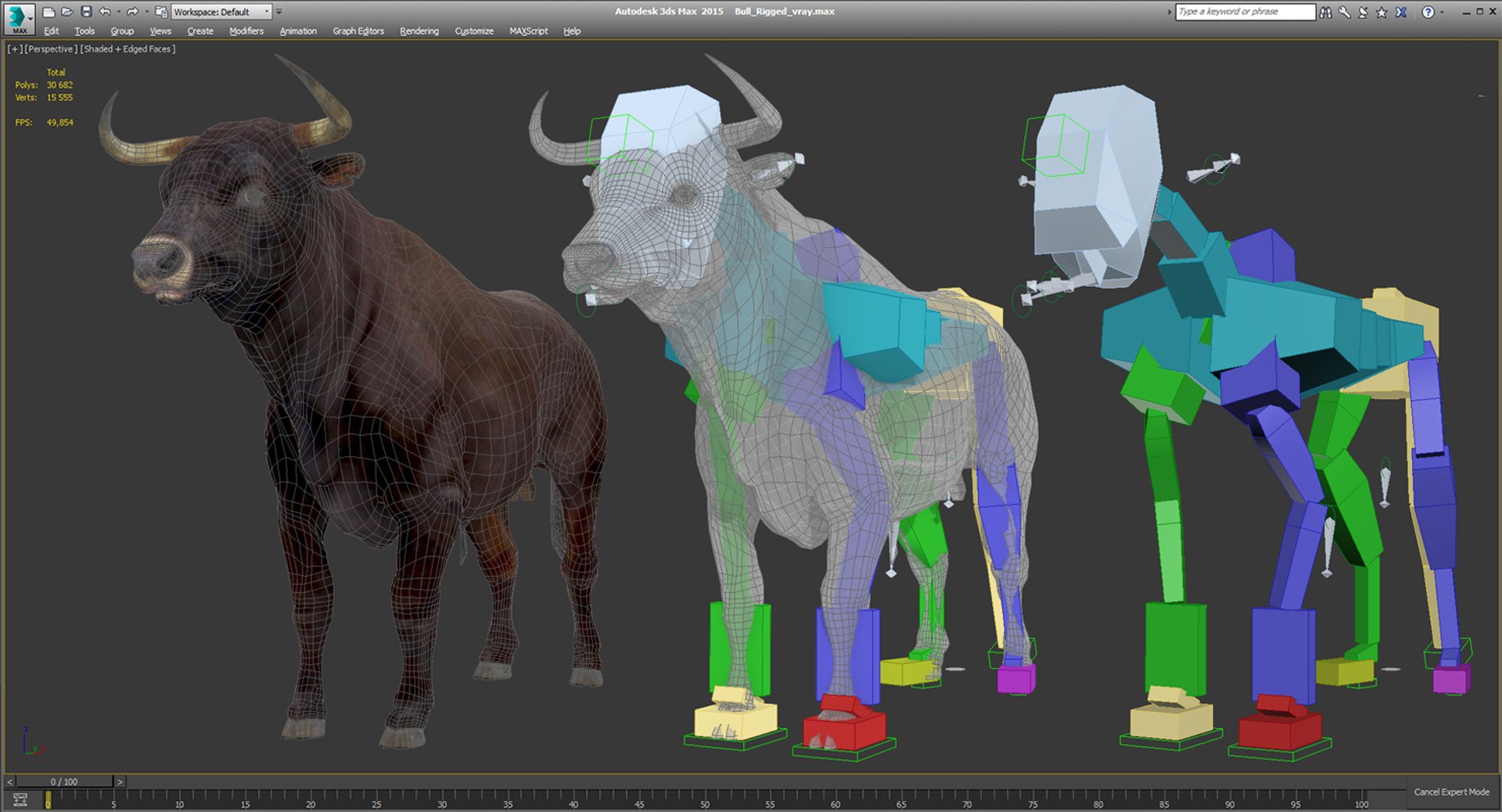 3D Bull Rigged Model - TurboSquid 1221395