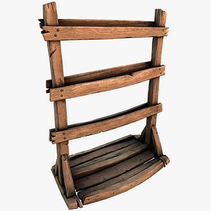 3D Medieval Wooden Weapon Rack for Spear model