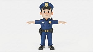 Stylized Cartoon Police Officer Character Rigged  Animated  Game Ready Avatar 3D model