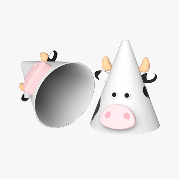 Funny Animal Cow Birthday Hats for Childrens 3D model