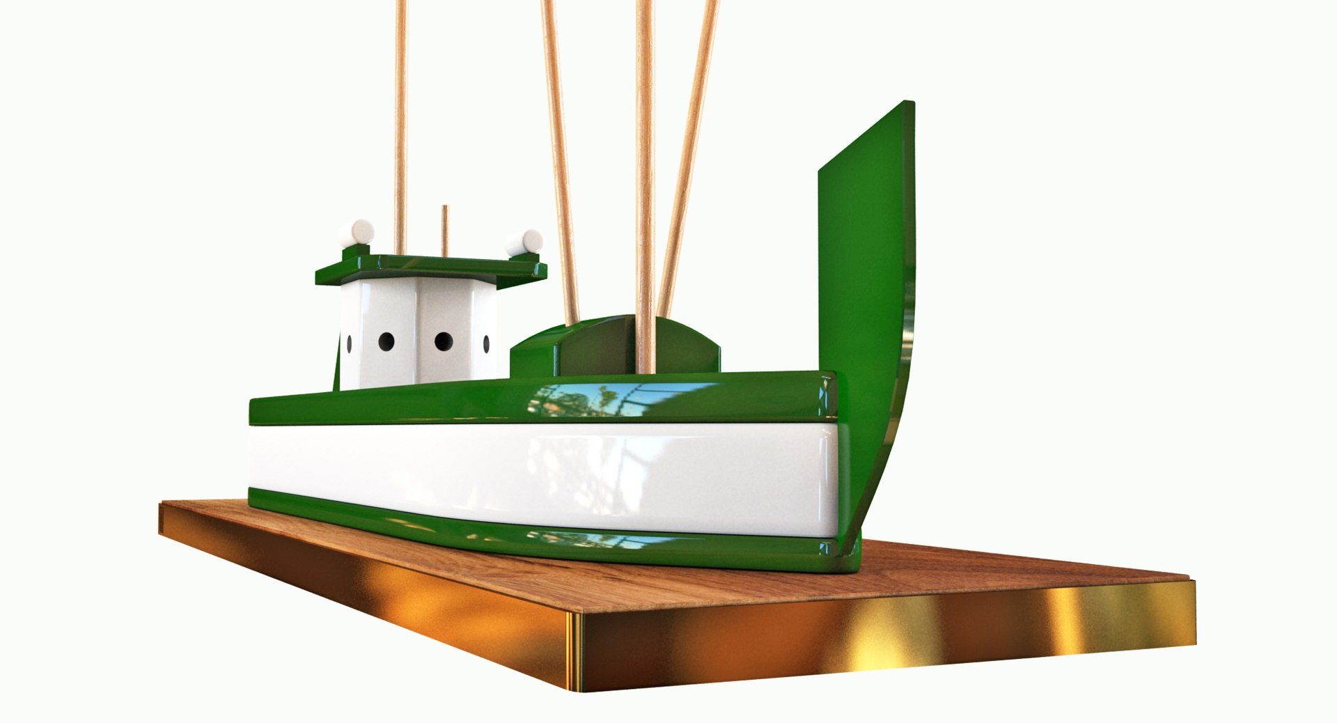 wooden toy boat rc 3d model