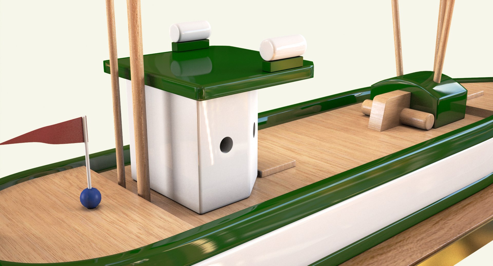 wooden toy boat rc 3d model