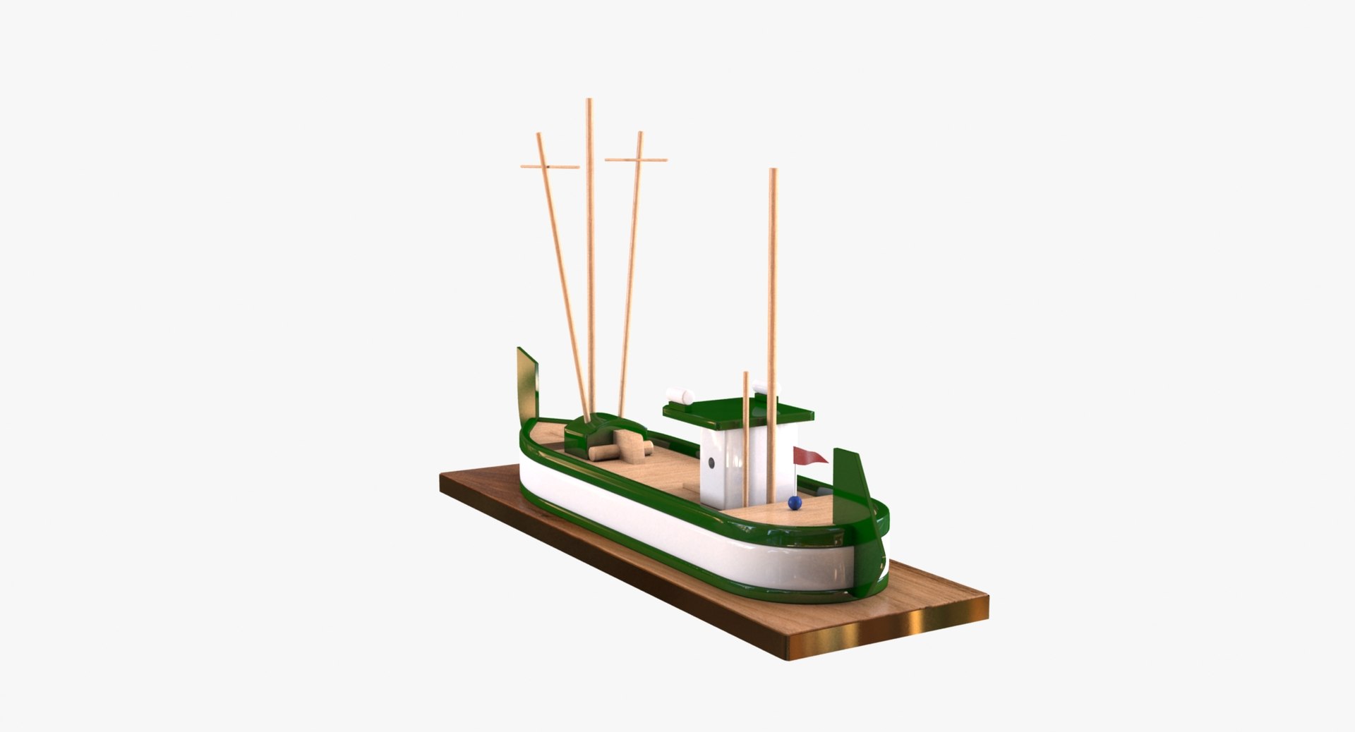 wooden toy boat rc 3d model