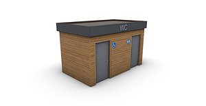 Wooden Public Toilet 3D model