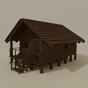 3D wooden cabin