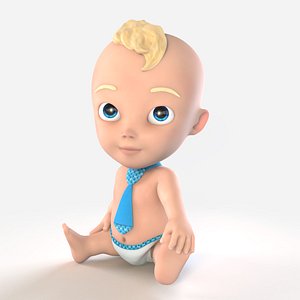 cartoon baby boy rigged 3d model