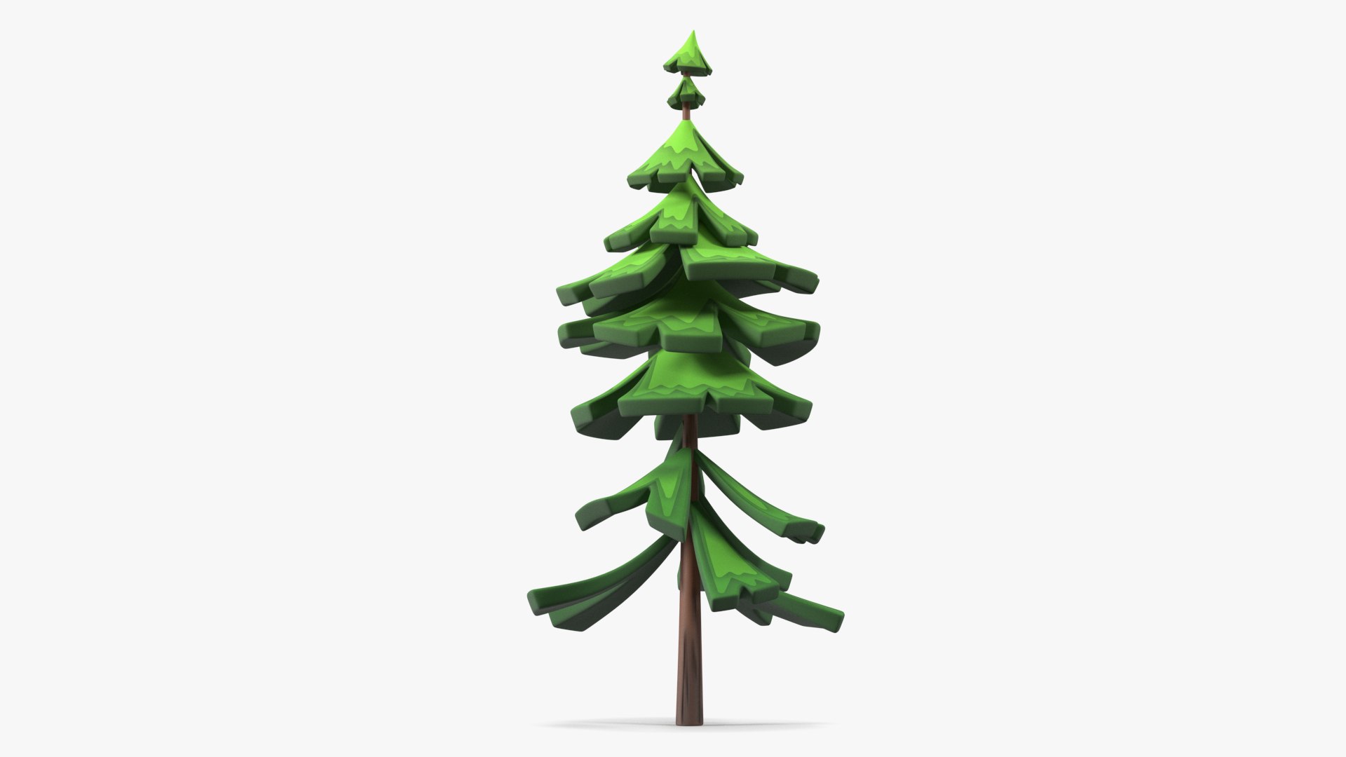 Crooked Fur Tree Cartoon Handpaint Texture 3D model preview