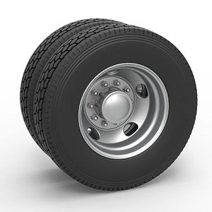 Rear double wheel of old school truck Scale 1 to 25