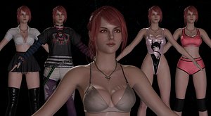 3D Raylee Multiple Outfit female character blender pbr rigged
