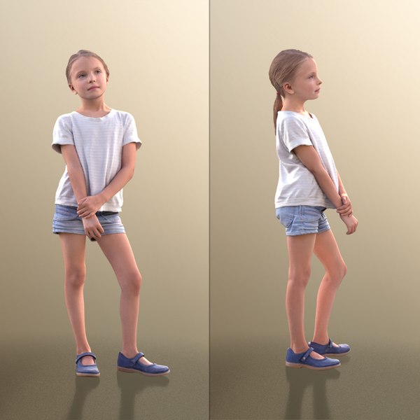 3D 10034 Lilly - Young Girl Standing Holding Her Arm