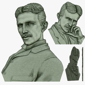 Nikola Tesla portrait - bas-relief for CNC router or 3D printer 3D