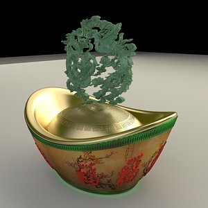 Chinese gold ingot with dragon 3D model