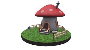 3D stylized mushroom house