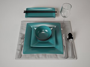 3d tableware set japan style model