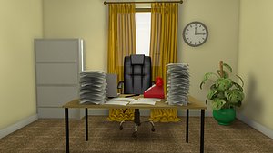 3D cartoon office interior