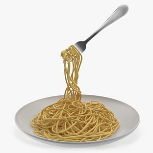 Cooked Spaghetti with Fork