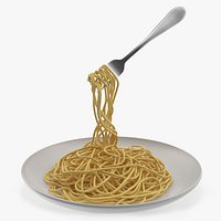 Cooked Spaghetti with Fork