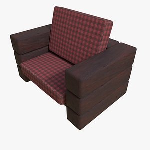 3D wooden sofa model