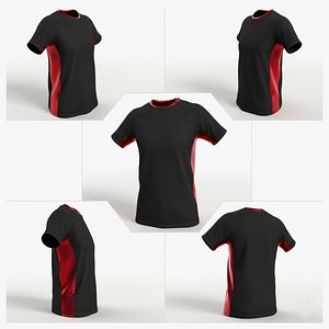 3D Black and Red Athleisure T-shirt model
