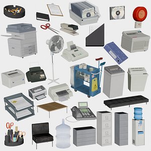 44 in 1 Complete Office Interior Props Pack - Game Assets 3D