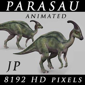 3D jurassic park parasaurolophus animation model
