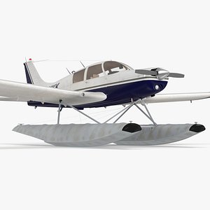 Single Engine Seaplane Piper PA-28 Cherokee 3D model
