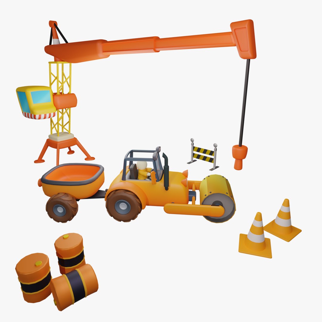 Cartoon Road Roller Package 3D - TurboSquid 1874383