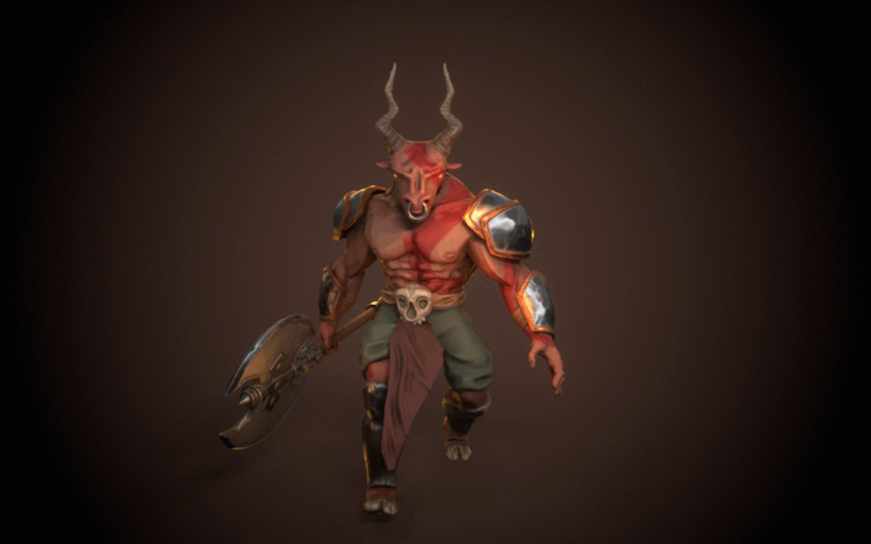 Minotaur Low Poly 3D character Rigged Animation PBR Stylized 3D ...